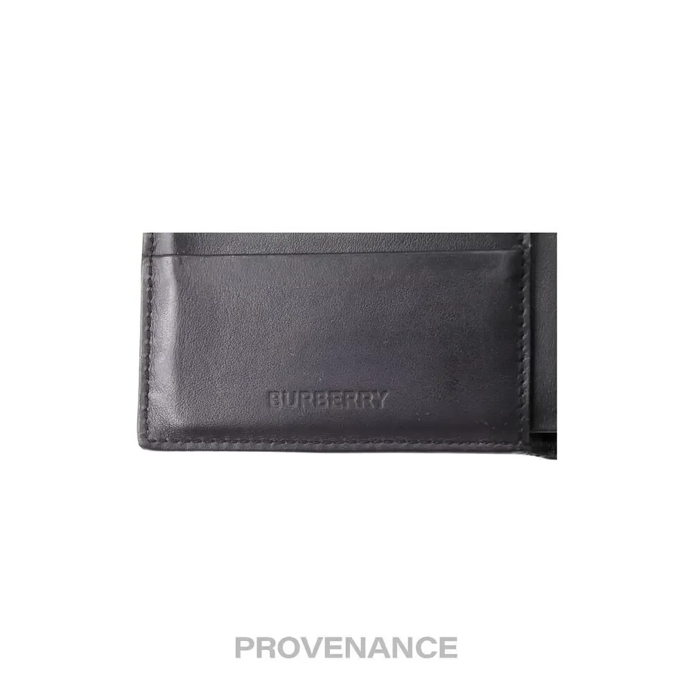 🔴 Burberry Address Logo Bifold Wallet - Black Leather